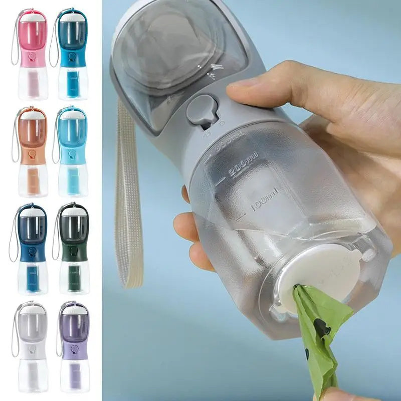 3-in-1 Portable Dog Water Bottle with Food & Waste Bag Dispenser