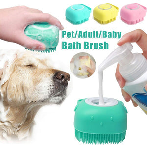 Pet Bath Brush for Dogs &Cats-Soft Silicone Shampoo Massager